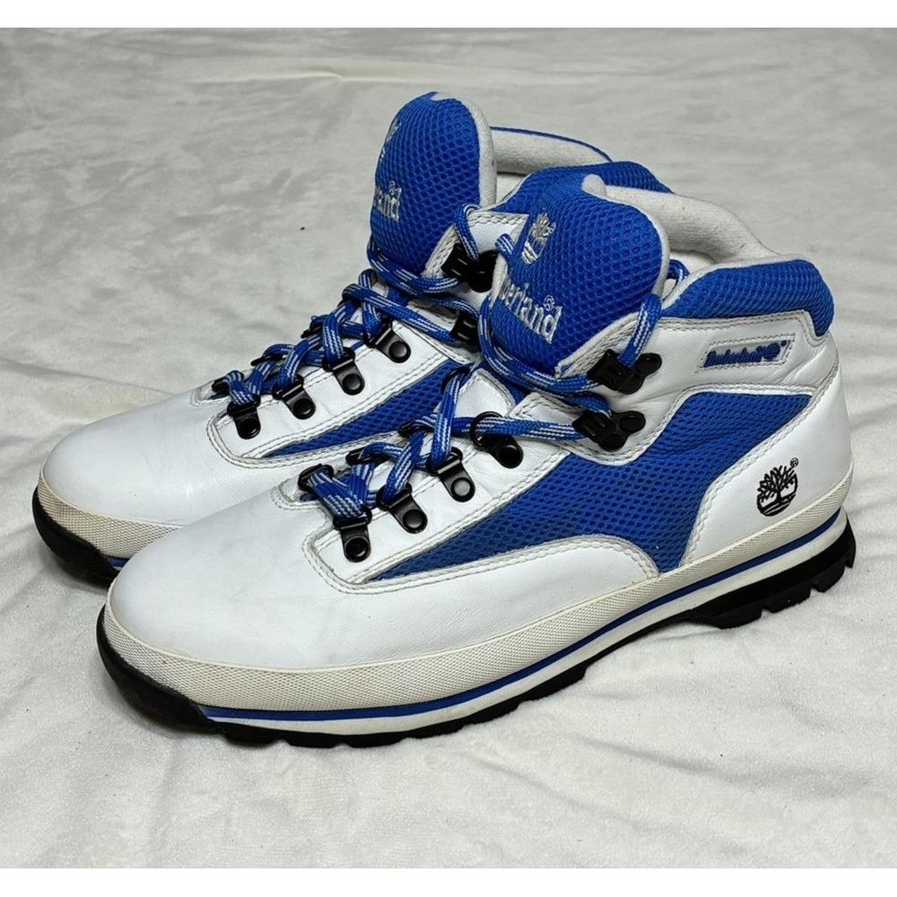Timberland Euro Hiker Boots Mens 9.5 Blue White Vintage 90s Y2K 56313